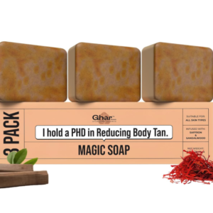 Ghar Soaps Sandalwood & Saffron Magic Soaps For Bath (300 Gms Pack Of 3) | Paraben Free | Chandan & Kesar Bath Soap | Handmade Soaps For Glowing | Skin Brightening Soap For Men & Women