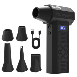 AGARO Electric Air Duster, Powerful 120000 RPM Cordless Mini Blower with 4-Speed Settings, Digital Display & 5200 mAh Battery | Dust Cleaner for Computer, Laptop, Keyboard, Car & Home Cleaning, AD1771